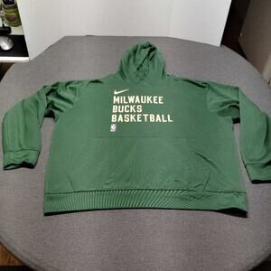 Nike Milwaukee Bucks Basketball Hoodie Green 2XL Dri-FIT NBA Sweatshirt